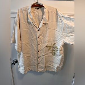 Tommy Bahama Cream Button-Up Shirt with Palm Logo
